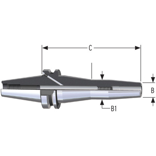 Parlec C50-M08SF160-9 | 8mm Hole Diameter x 160mm Projection CAT50 21mm Nose Diameter 25,000 RPM Shrink Fit Tool Holder & Adapter