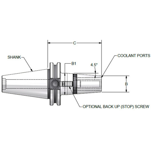 Parlec C50A-12SF512-9C | 1-1/4" Hole Diameter x 5.12" Projection CAT50 1.73" Nose Diameter 25,000 RPM Through Coolant Shrink Fit Tool Holder & Adapter