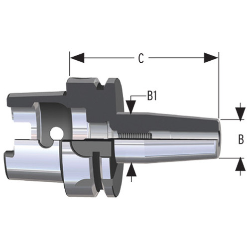 Parlec H63A-M06SF80-9 | 6mm Hole Diameter x 80mm Projection HSK63A 21mm Nose Diameter 25,000 RPM Shrink Fit Tool Holder & Adapter