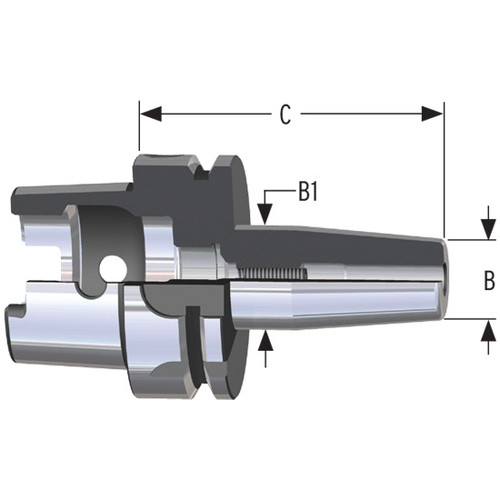 Parlec H100A-10SF453-9 | 1" Hole Diameter x 4.53" Projection HSK100A 1.73" Nose Diameter 25,000 RPM Shrink Fit Tool Holder & Adapter