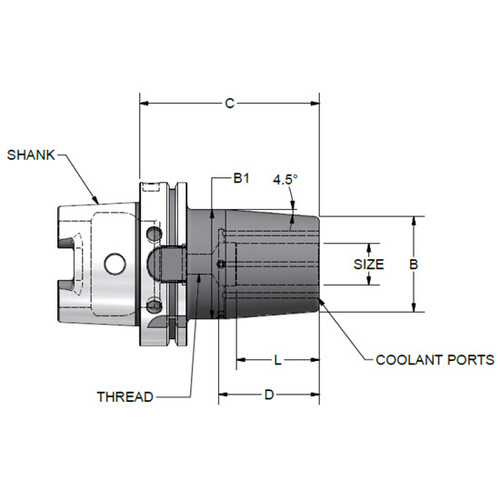 Parlec H100A-10SHD787-9C | 1" Hole Diameter x 7.87" Projection HSK100A 2.28" Nose Diameter 25,000 RPM Through Coolant Shrink Fit Tool Holder & Adapter