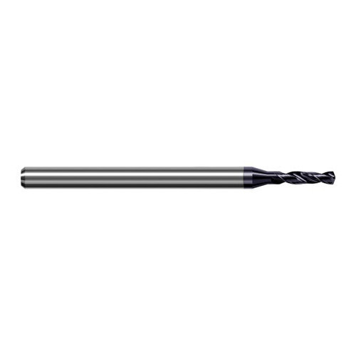 Harvey Tool DHE1406-C3 | 3.571mm Diameter x 6.000mm Shank x 63.000mm OAL 140 Degree Drill Point AlTiN Coated Solid Carbide Micro Drill Bit
