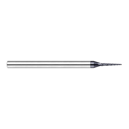 Harvey Tool 21615-C6 | 1 Degree Taper Angle per Side 1/64" Tip Diameter x 0.1500" LOC 3FL Ball End AlTiN Nano Coated Carbide Tapered End Mill