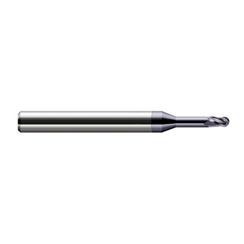 Harvey Tool 33410-C3 | 0.0100" Diameter x 0.0150" LOC x 1/8" Shank x 2-1/2" OAL AlTiN Coated Carbide Miniature Ball Deburring End Mill
