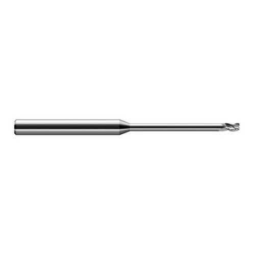 Harvey Tool 42008 | 1/8" Diameter x 1/8" Shank x 3/16" LOC x 3" OAL 0.0100" Radius Uncoated Carbide Corner Radius End Mill