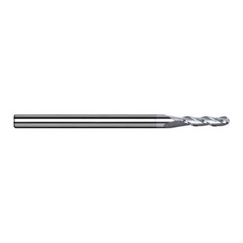 Harvey Tool 977504-C8 | 0.200mm Diameter x 4.000mm Shank x 0.600mm LOC x 50.000mm OAL 3FL TiB2 Coated Carbide Ball End Mill