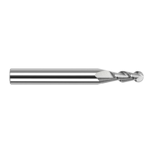 Harvey Tool 27870 | 0.0700" Diameter x 1/8" Shank x 0.2100" LOC x 1-1/2" OAL 2FL Uncoated Carbide Ball End Mill