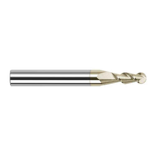 Harvey Tool 27878-C7 | 5/64" Diameter x 1/8" Shank x 15/64" LOC x 1-1/2" OAL 2FL ZrN Coated Carbide Ball End Mill