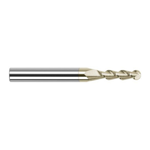 Harvey Tool 27908-C7 | 1/8" Diameter x 1/8" Shank x 1/2" LOC x 1-1/2" OAL 2FL ZrN Coated Carbide Ball End Mill