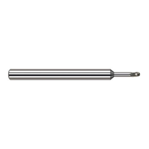 Harvey Tool 947015 | 1/64" Diameter x 1/8" Shank x 0.0220" LOC x 2-1/2" OAL 3FL Uncoated Carbide Ball End Mill