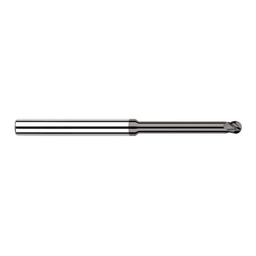 Harvey Tool 62025 | 0.0250" Diameter x 1/8" Shank x 0.0380" LOC x 2-1/2" OAL 4FL CVD Diamond Coated Carbide Ball End Mill