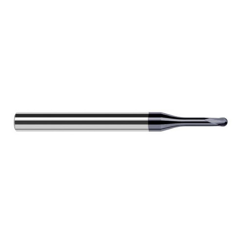 Harvey Tool 38805-C6 | 0.1180" Diameter x 1/4" Shank x 0.0940" LOC x 2-1/2" OAL 2FL AlTiN Nano Coated Carbide Ball End Mill