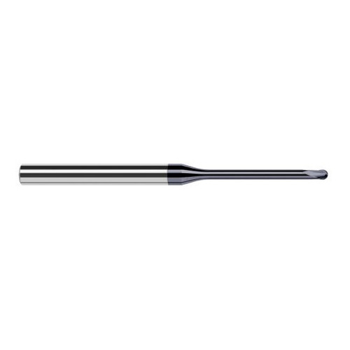 Harvey Tool 33862-C6 | 1/16" Diameter x 1/4" Shank x 0.0500" LOC x 4" OAL 2FL AlTiN Nano Coated Carbide Ball End Mill
