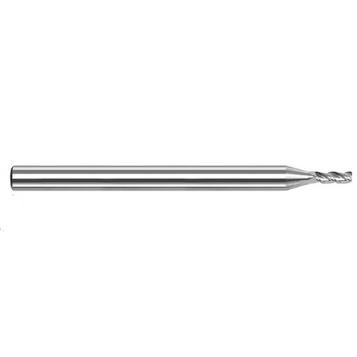Harvey Tool 973529 | 1.300mm Diameter x 4.000mm Shank x 4.000mm LOC x 50.000mm OAL 0.080mm Radius 3FL Uncoated Carbide Corner Radius & Corner Chamfer End Mill for Aluminum Alloys