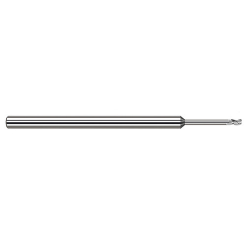 Harvey Tool 907657-C8 | 3.000mm Diameter x 4.000mm Shank x 4.500mm LOC x 50.000mm OAL 0.100mm Radius 3FL TiB2 Coated Carbide Corner Radius & Corner Chamfer End Mill for Aluminum Alloys