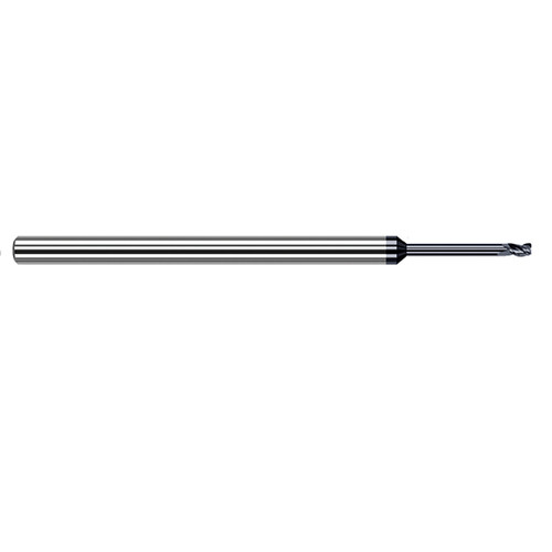 Harvey Tool 980713-C6 | 0.600mm Diameter x 4.000mm Shank x 0.900mm LOC x 50.000mm OAL 0.100mm Radius AlTiN Nano Coated Carbide Corner Radius & Corner Chamfer End Mil