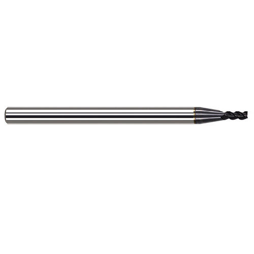 Harvey Tool 53900-C3 | 0.1000" Diameter x 1/8" Shank x 1/2" LOC x 2-1/2" OAL 0.0100" Radius 3FL AlTiN Coated Carbide Corner Radius & Corner Chamfer End Mill for Medium Alloy Steels Harvey Tool 53900-C3 | 0.1000" Diameter x 1/8" Shank x 1/2" LOC x 2-1/2" OAL 0.0100" Radius 3FL AlTiN Coated Carbide Corner Radius & Corner Chamfer End Mill for Medium Alloy Steels