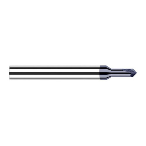 Harvey Tool 995330-C3 | 1/8" Diameter x 1/8" Shank 60 Degree Included Angle 0.2790" Overall Reach 2FL AlTiN Coated Solid Carbide Chamfer Mill