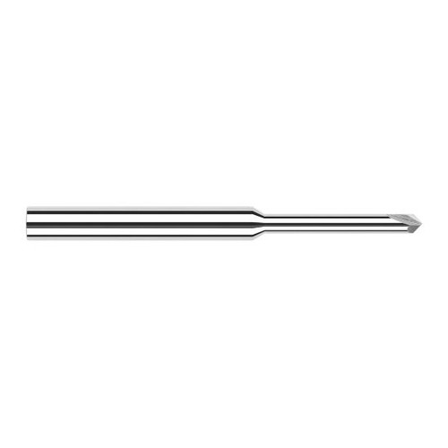Harvey Tool 843045 | 1/8" Diameter x 1/8" Shank 90 Degree Included Angle 0.6700" Overall Reach 2FL Uncoated Solid Carbide Chamfer Mill