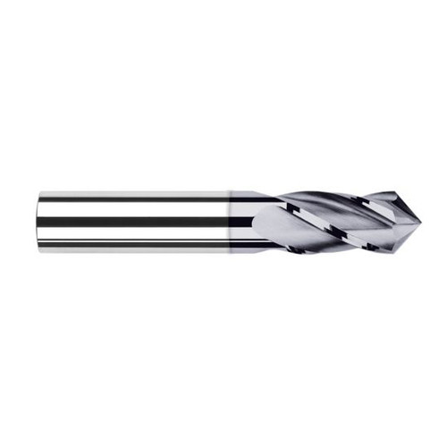 Harvey Tool 870224-C3 | 3/8" Diameter x 3/8" Shank x 7/8" LOC 135 Degree Point Angle 4FL AlTiN Coated Solid Carbide Drill Mill