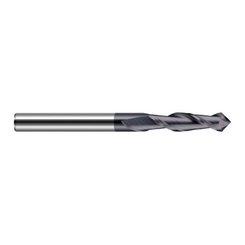 Harvey Tool 847724-C6 | 3/8" Diameter x 3/8" Shank x 7/8" LOC 120 Degree Point Angle 2FL AlTiN Nano Coated Solid Carbide Drill Mill