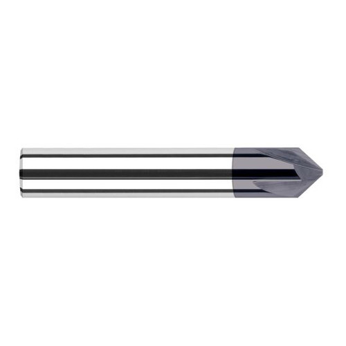 Harvey Tool 968645-C3 | 45 Degree Angle per Side 0.0430" LOC x 0.1250" Shank AlTiN Coated Solid Carbide Deburring Chamfer Mill