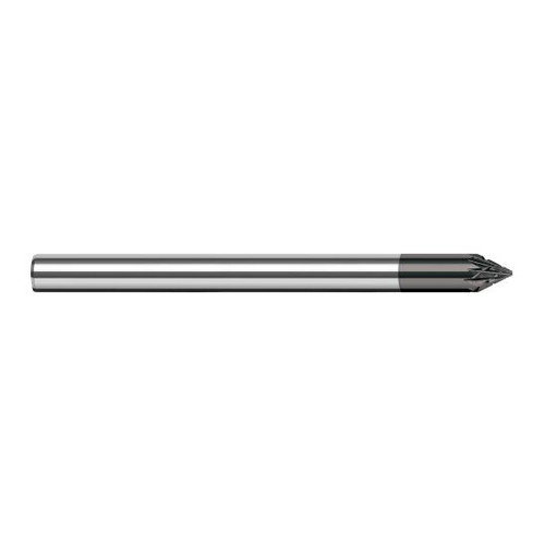 Harvey Tool 994045-C4 | 45 Degree Angle per Side 0.1200" LOC x 0.2500" Shank Amorphous Diamond Coated Solid Carbide Deburring Chamfer Mill
