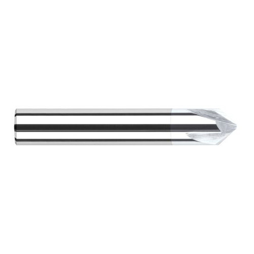 Harvey Tool 968645-C8 | 45 Degree Angle per Side 0.0430" LOC x 0.1250" Shank TiB2 Coated Solid Carbide Deburring Chamfer Mill