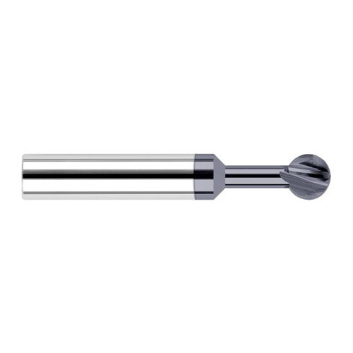 Harvey Tool 99066M-C3 | 300 Degree Sperical Ball 0.2362" Diameter x 1/4" Shank x 0.2200" LOC x 2-1/2" OAL 4FL AlTiN Coated Carbide Undercutting End Mill