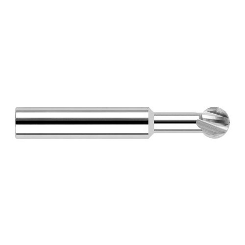 Harvey Tool 29516 | 270 Degree Sperical Ball 1/4" Diameter x 1/4" Shank x 0.2130" LOC x 4" OAL 4FL Uncoated Carbide Undercutting End Mill