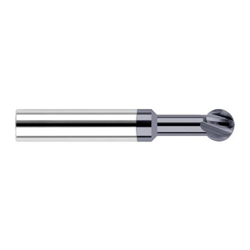 Harvey Tool 52909-C3 | 270 Degree Sperical Ball 9/64" Diameter x 3/16" Shank x 0.1190" LOC x 2" OAL 4FL AlTiN Coated Carbide Undercutting End Mill