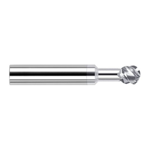 Harvey Tool 897724-C8 | 270 Degree Sperical Ball 3/8" Diameter x 3/8" Shank x 0.3200" LOC x 4" OAL 4FL TiB2 Coated Carbide Undercutting End Mill