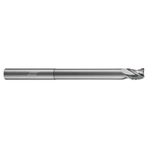 Helical Solutions 82163 | H35ALV-C-RN-065-30250-R.010 1/4" Diameter x 1/4" Shank x 3/8" LOC x 1-5/8" Reach x 4" OAL x 0.010" Corner Radius 3 Flute Uncoated Solid Carbide Reduced Neck Roughing End Mill For Aluminum