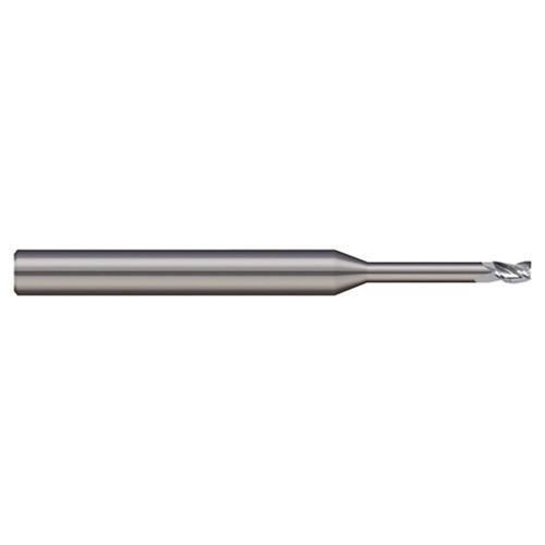 Micro 100 MEF-062-550-3 | 0.0625" Diameter x 1/8" Shank x 0.093" LOC x 1-1/2" OAL 3 Flute Uncoated Carbide Square End Mill For Steels & High Temperature Alloys