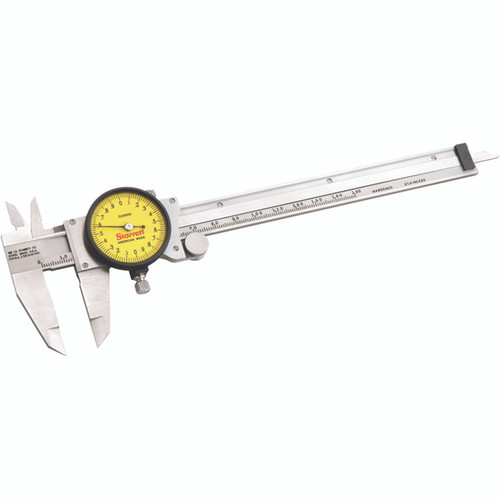 Starrett 120AM-150 W/SLC | 150mm Range 0.02mm Graduation Stainless Steel Yellow Face Dial Caliper