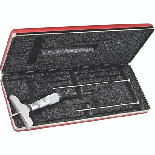 Starrett 440MZ-75RL | 0mm-75mm Range Depth Micrometer 0.01mm Graduation 2-1/2" Base Length Ratchet Thimble