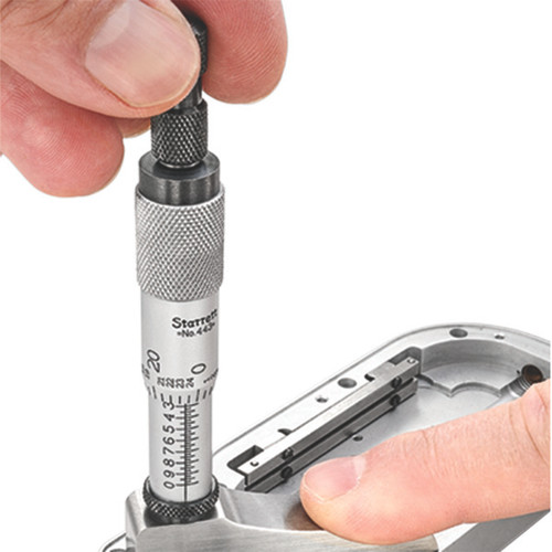 Starrett 52171 | 0"-3" Range Depth Micrometer 0.0010" Graduation 2" (Half Base) Base Length Ratchet Thimble