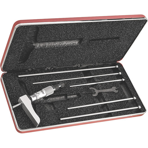 Starrett 52173 | 0"-6" Range Depth Micrometer 0.0010" Graduation 2" (Half Base) Base Length Ratchet Thimble