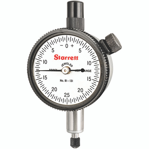 Starrett 81-131J | 1/8" Miniature Dial Indicator 0.0005" Graduation White Dial