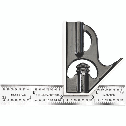 Starrett C33H-4-4R | 2 Pc. 4" Forged Steel Blade Combination Square 4R Graduation with Square Head