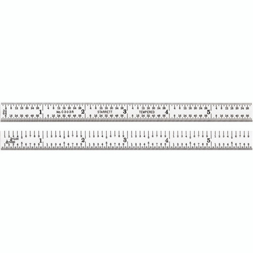 Starrett C303SR-24 | 24" Semi-Flexible Steel Semi-Flexible Rule 1/10", 1/50", 1/32", 1/64" Graduation