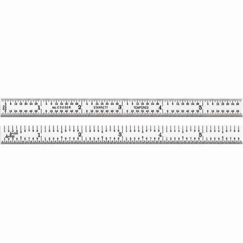 Starrett C303SR-6 | 6" Semi-Flexible Steel Semi-Flexible Rule 1/10", 1/50", 1/32", 1/64" Graduation