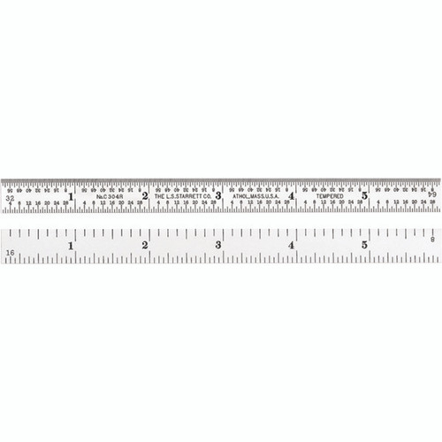 Starrett C304R-6 | 6" Full-Flexible Steel Full-Flexible Rule 1/8", 1/16", 1/32", 1/64" Graduation Starrett C304R-6 | 6" Full-Flexible Steel Full-Flexible Rule 1/8", 1/16", 1/32", 1/64" Graduation
