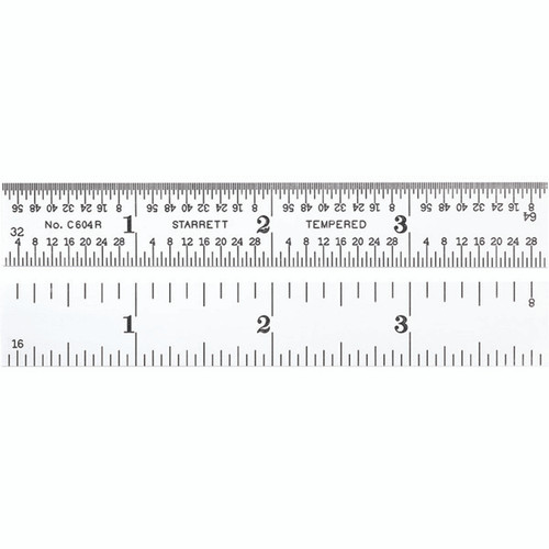 Starrett C604R-4 | 4" Spring-Tempered Steel Rule 1/8", 1/16", 1/32", 1/64" Graduation