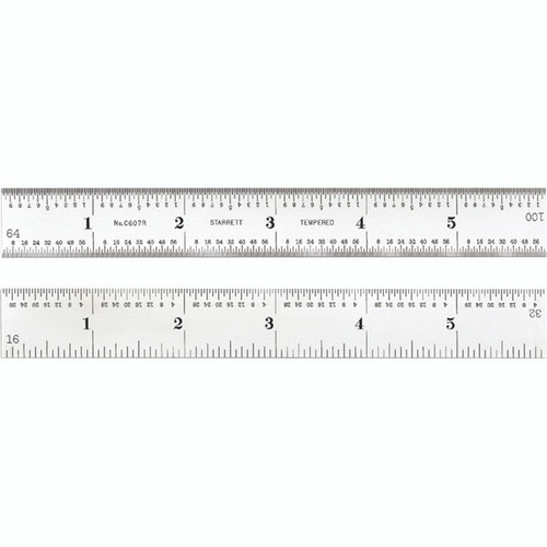 Starrett C607R-6 | 6" Spring-Tempered Steel Rule 1/16", 1/32", 1/64" Graduation