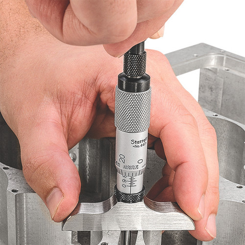 Starrett 52115 | 0"-3" Range Depth Micrometer 0.0010" Graduation 2-1/2" Base Length Ratchet Thimble