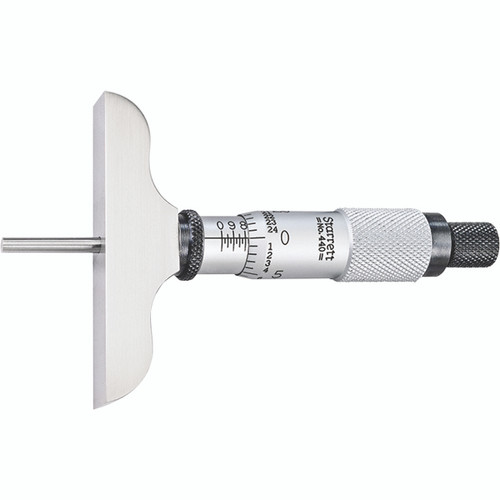 Starrett 52113 | 0"-3" Range Depth Micrometer 0.0010" Graduation 2-1/2" Base Length Plain Thimble