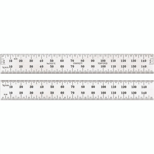 Starrett C637E-150 | 150mm Spring-Tempered Steel Full-Flexible Rule 1mm, 0.5mm Graduation