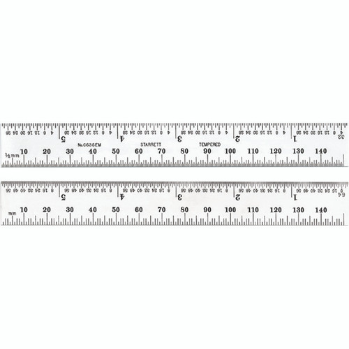 Starrett C636EM-6 | 6" Spring-Tempered Steel Rule 1/32", 1/64"; 1/64", 3/64" Graduation