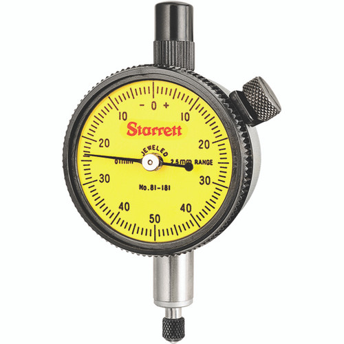 Starrett 81-181J | 3/32" Miniature Dial Indicator 0.0004" Graduation Yellow Dial